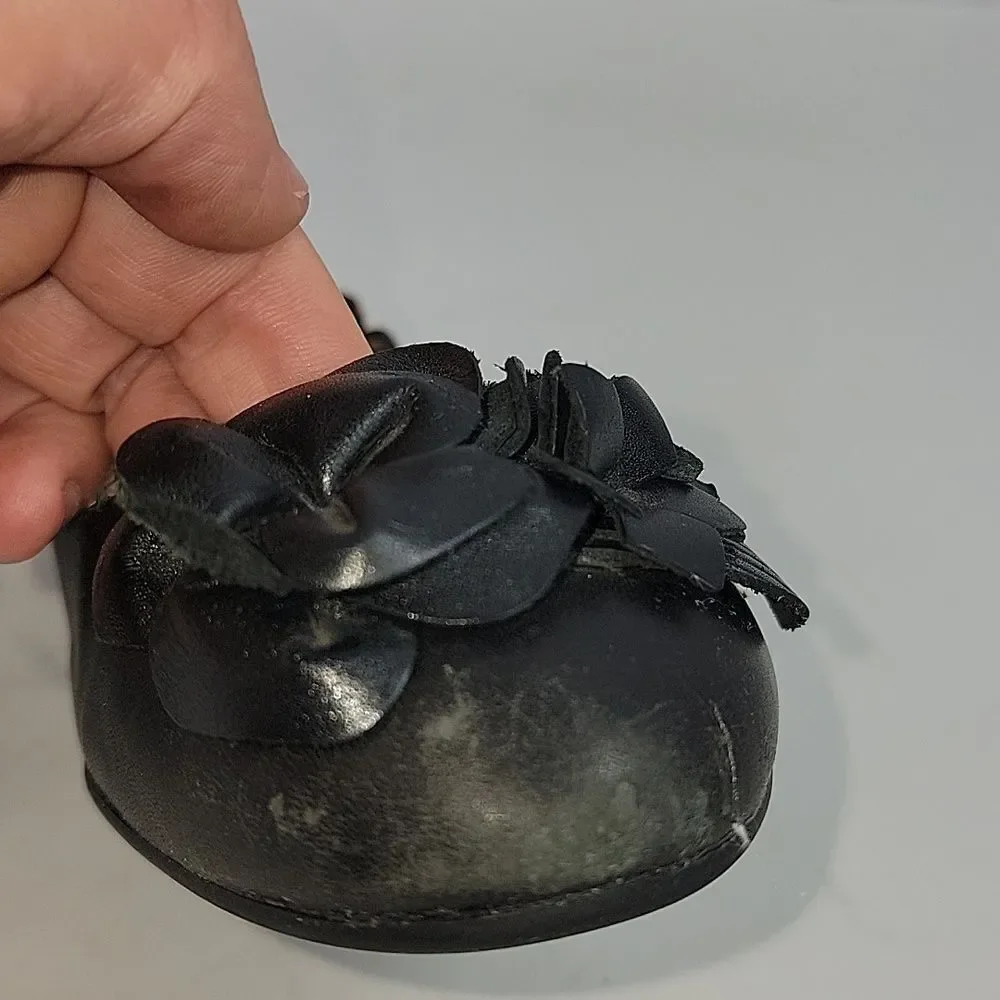 Tory Burch Black‎ Leather Blossom Ballet Flats